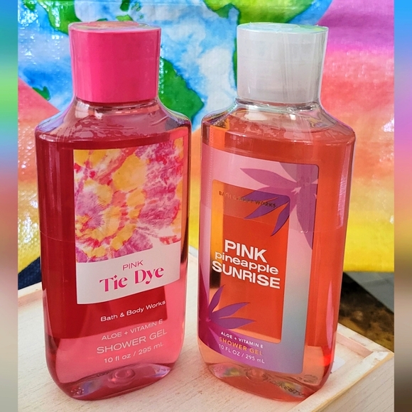 Pink Tie Dye + Pink Pineapple Sunrise Shower gels Bath & Body - Picture 7 of 9